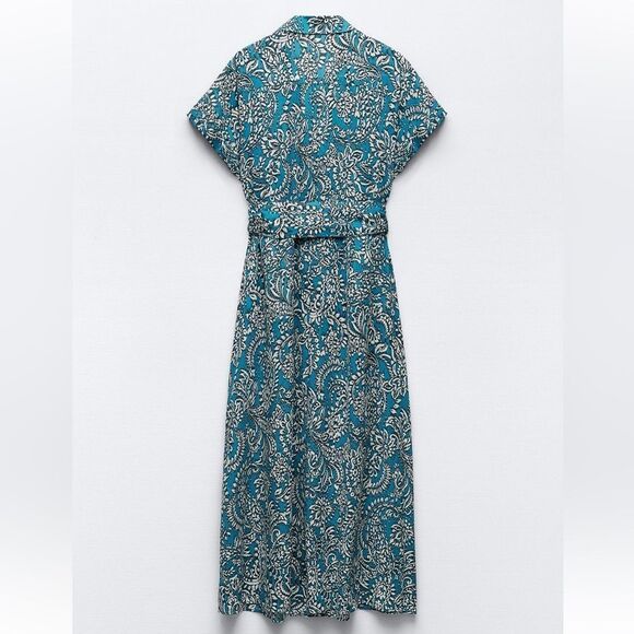 Zara belted printed dress - Picture 3 of 5
